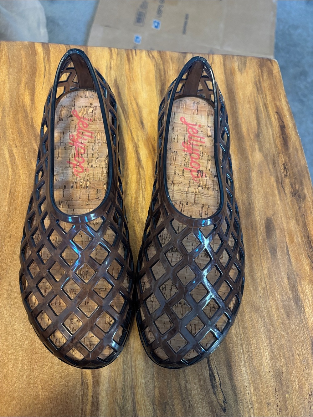 Jellypop Brown Lattice Cutout Flats 6M